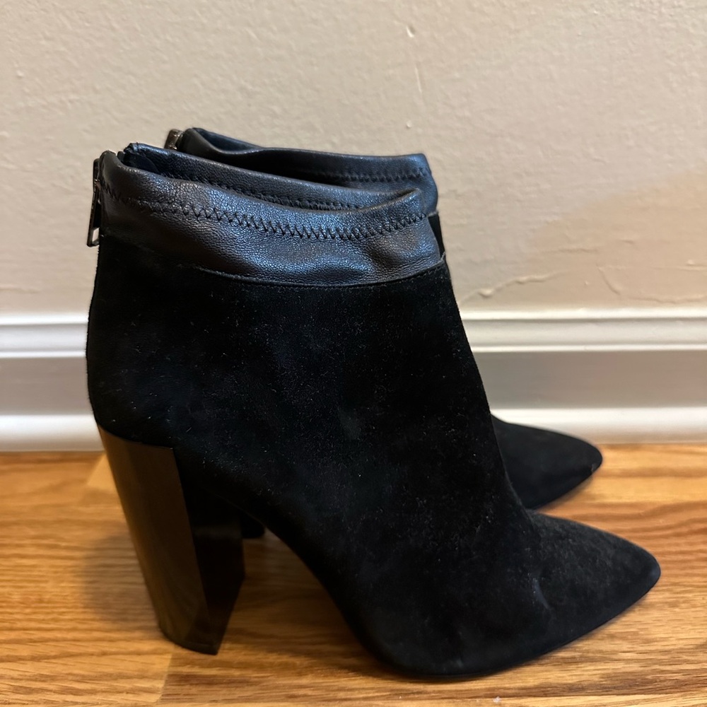 Saks Fifth Avenue Black Ankle Boots with Chunky Heel
